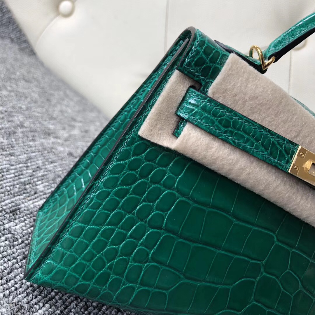 Hong Kong Hermes Kelly mini II 二代 6Q翡翠綠 Very emeraude 美洲鱷