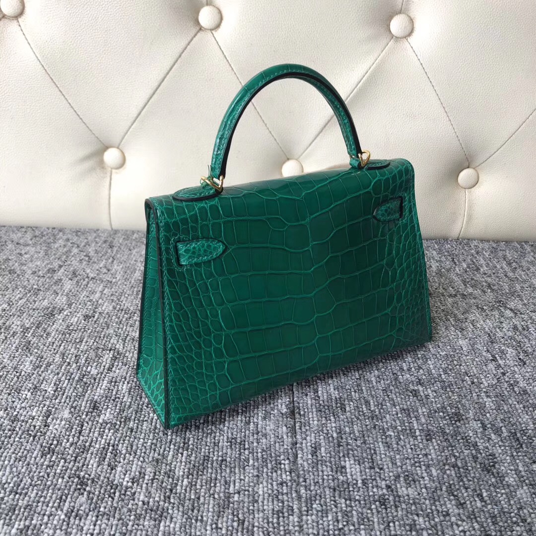 Hong Kong Hermes Kelly mini II 二代 6Q翡翠綠 Very emeraude 美洲鱷