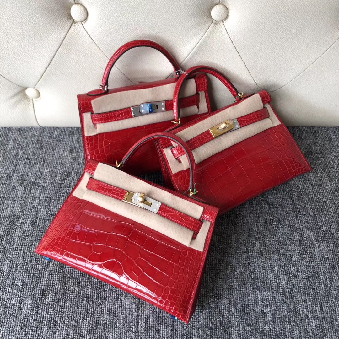 Hong Kong Hermes Kelly mini II 二代 6Q翡翠綠 Very emeraude 美洲鱷