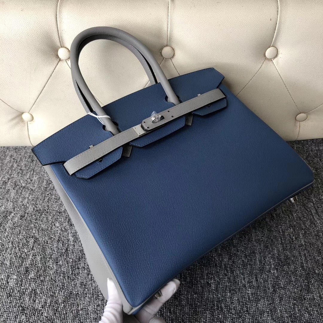 Hermes Birkin 30cm R2 Blue agate 瑪瑙藍 4Z Gris Mouette 海鷗灰