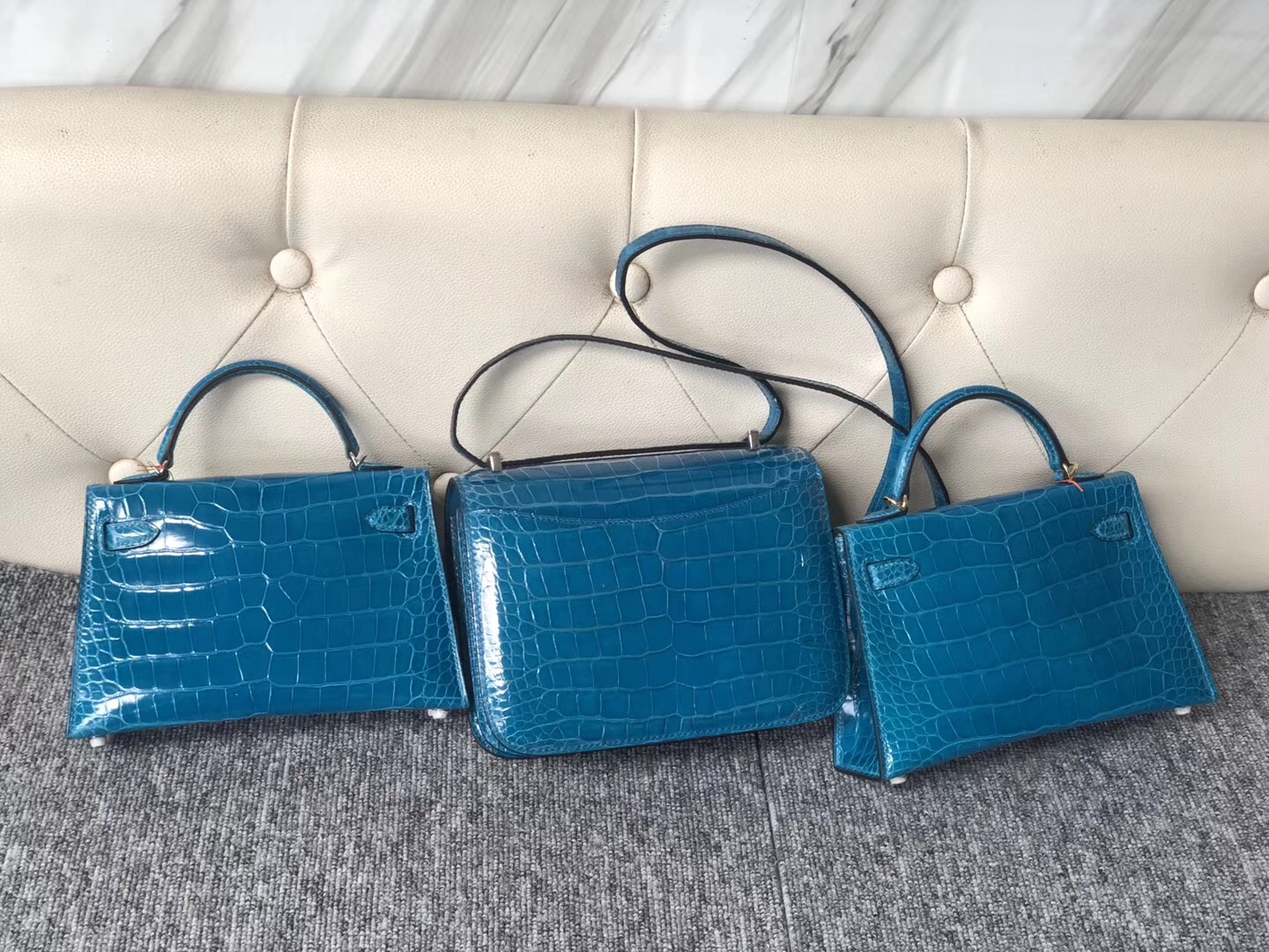 Hong Kong Hermes Kelly mini II 二代 alligator crocodile 7W 伊茲密爾藍 Blue Izmir