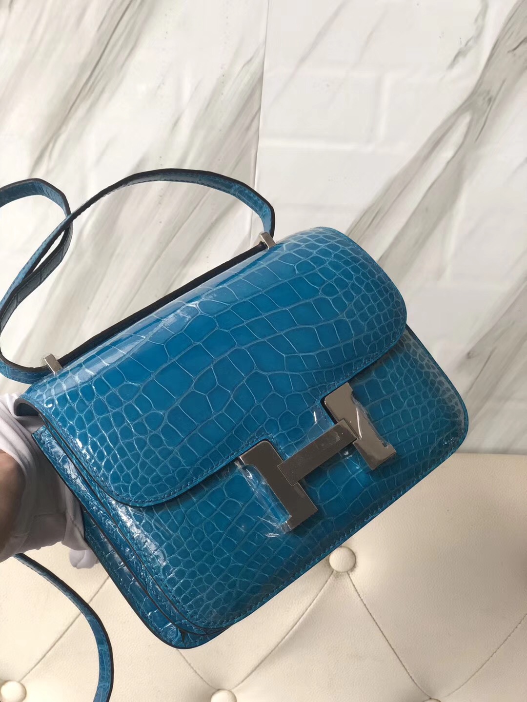 愛馬仕康康壹般多少錢 Hermes Constance 19cm 7W Blue izmir 伊茲密爾藍