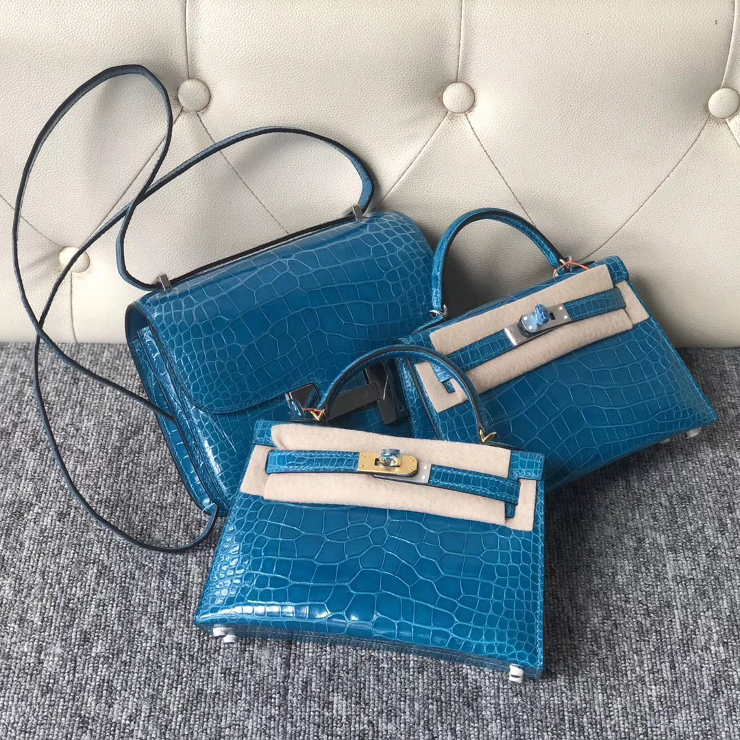 Hong Kong Hermes Kelly mini II 二代 alligator crocodile 7W 伊茲密爾藍 Blue Izmir