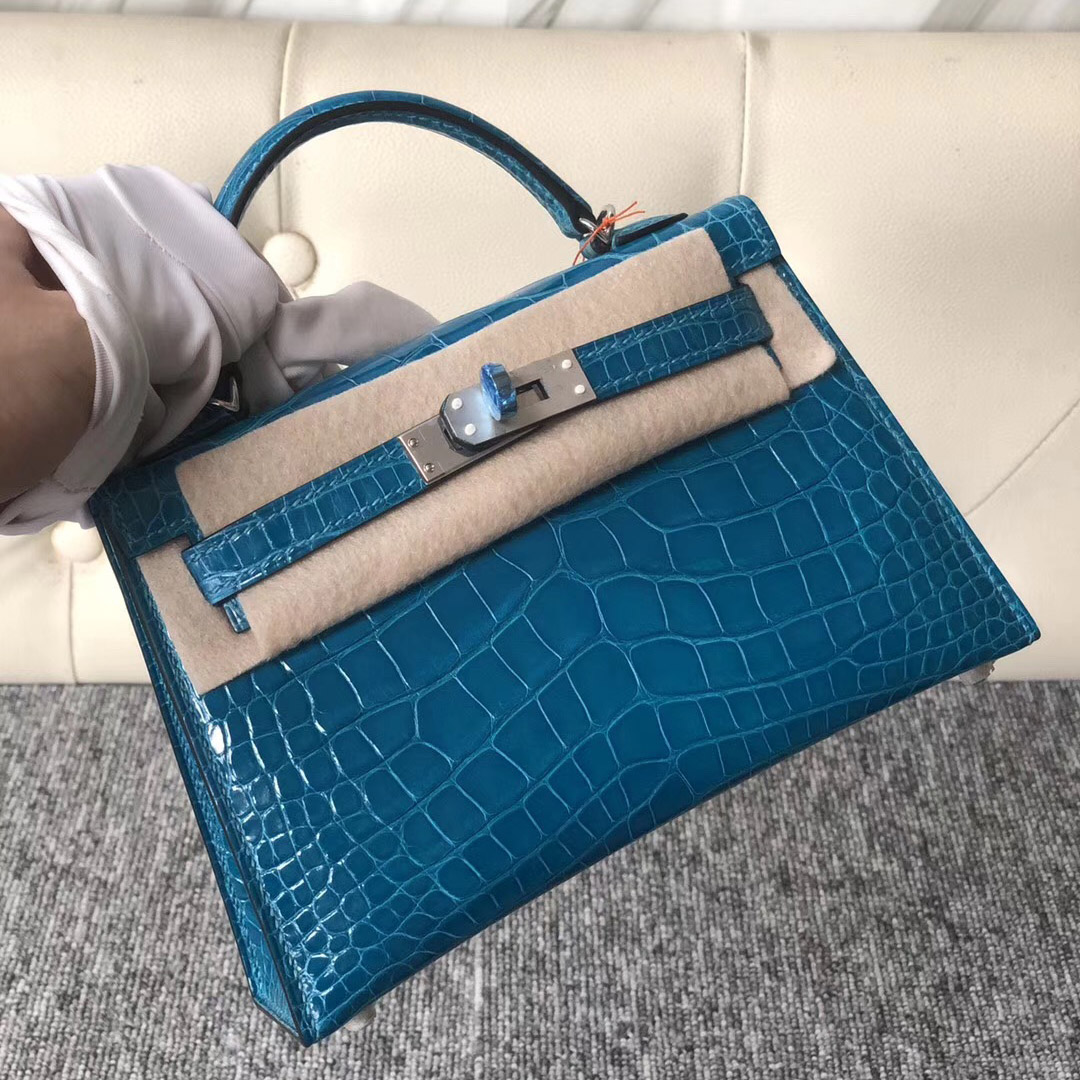 Hong Kong Hermes Kelly mini II 二代 alligator crocodile 7W 伊茲密爾藍 Blue Izmir