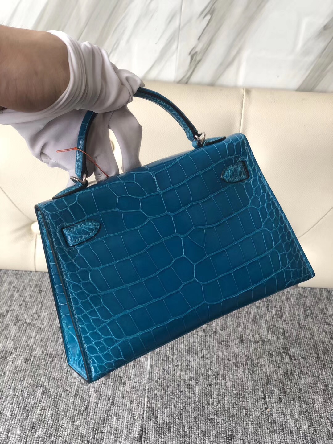 Hong Kong Hermes Kelly mini II 二代 alligator crocodile 7W 伊茲密爾藍 Blue Izmir