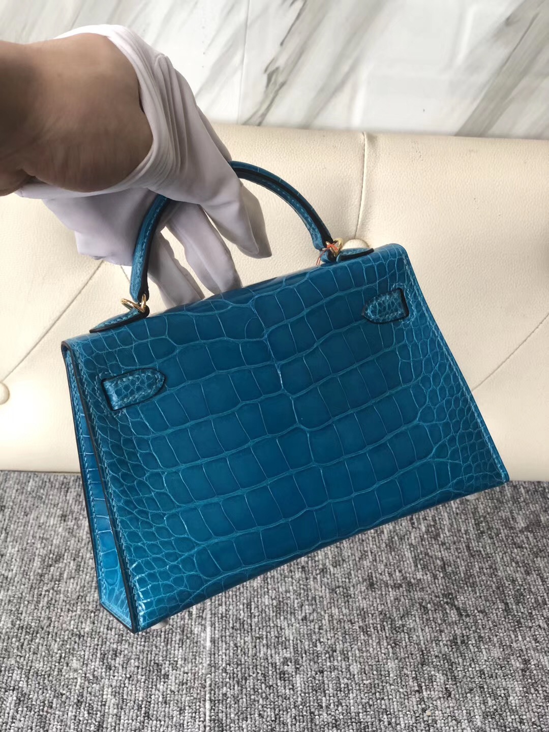 Hong Kong Hermes Kelly mini II 二代 alligator crocodile 7W 伊茲密爾藍 Blue Izmir