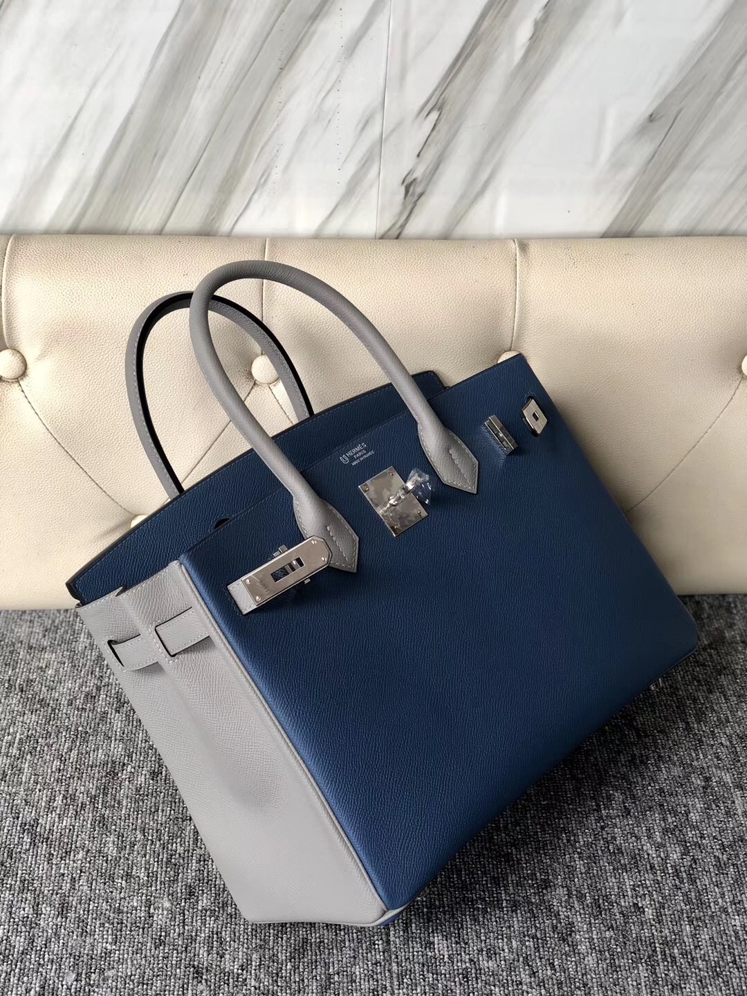 Hermes Birkin 30cm R2 Blue agate 瑪瑙藍 4Z Gris Mouette 海鷗灰