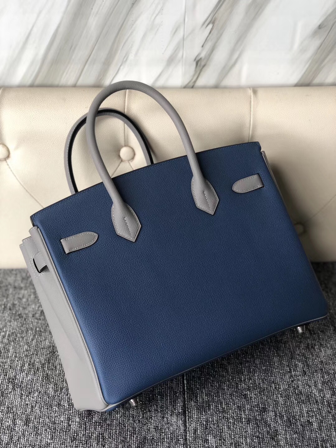 Hermes Birkin 30cm R2 Blue agate 瑪瑙藍 4Z Gris Mouette 海鷗灰