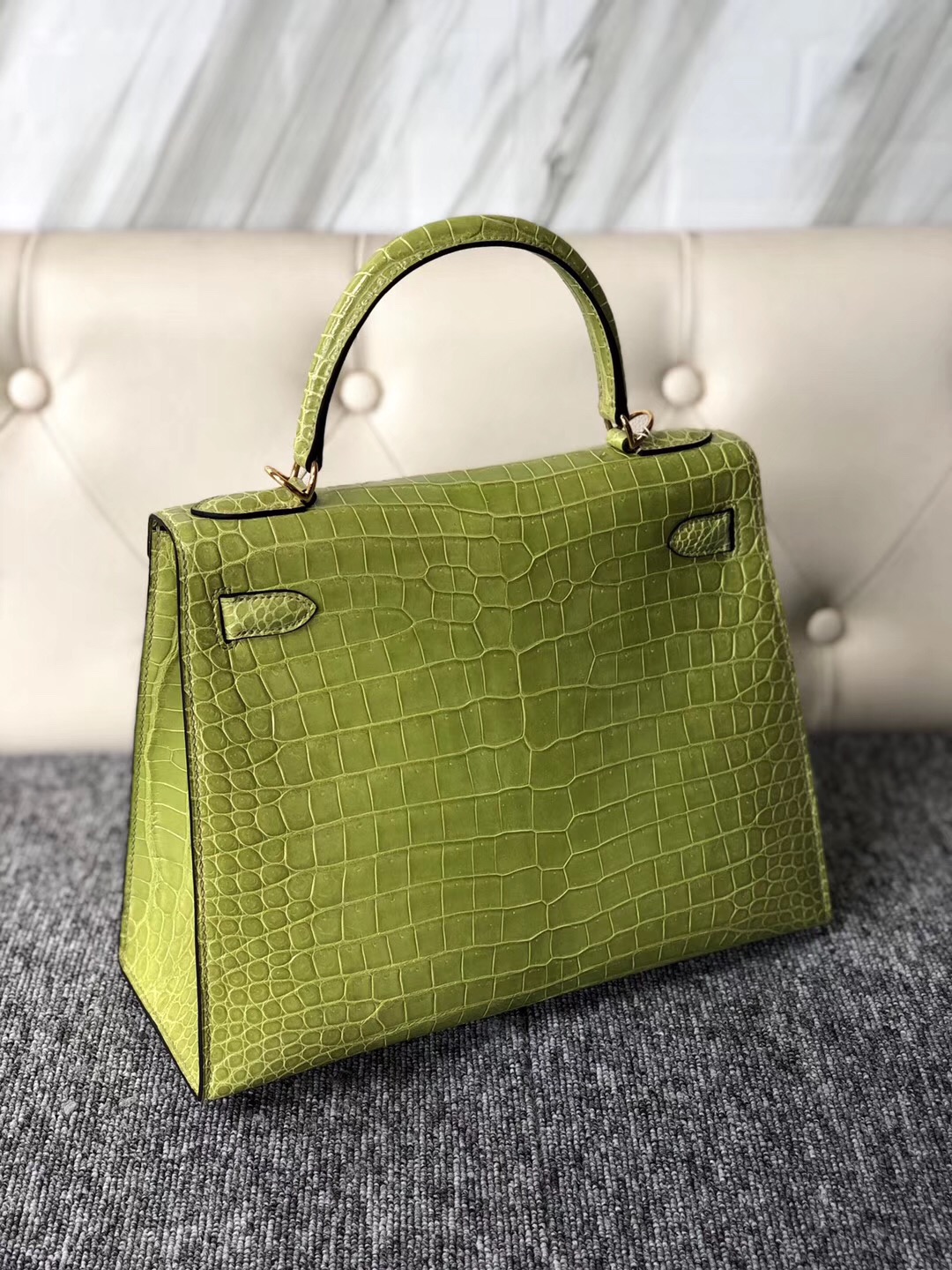 臺灣基隆市愛馬仕凱莉包 Taiwan Hermes Kelly 28cm 6R奇異果綠 Kiwi 澳洲灣鱷