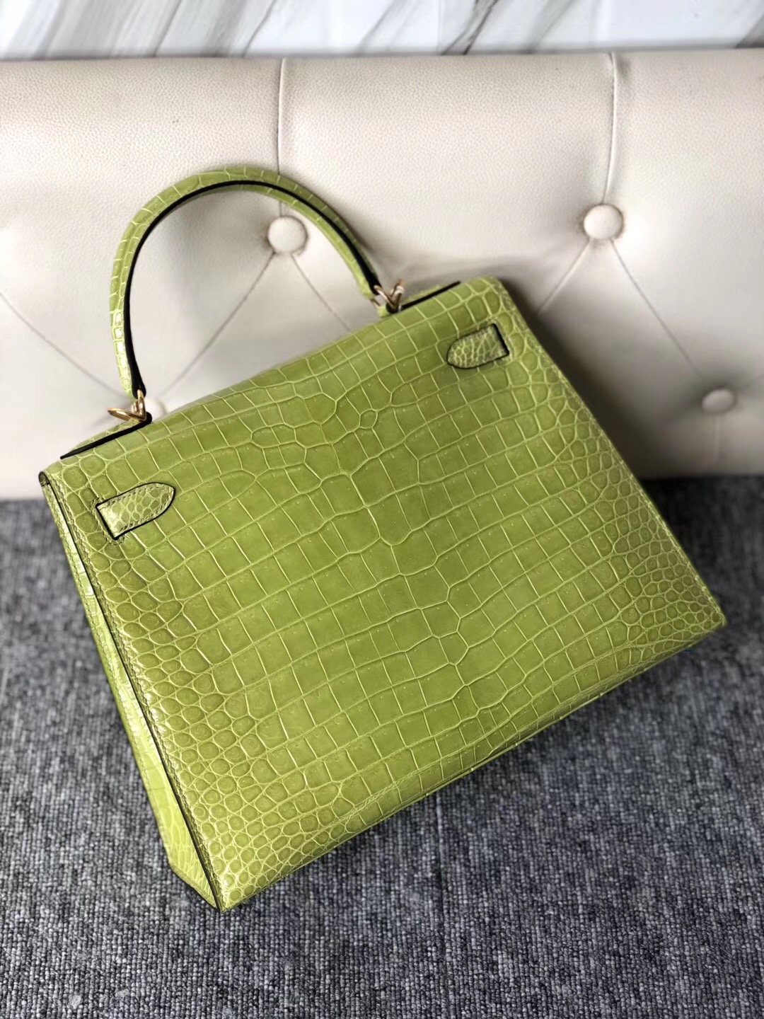 臺灣基隆市愛馬仕凱莉包 Taiwan Hermes Kelly 28cm 6R奇異果綠 Kiwi 澳洲灣鱷