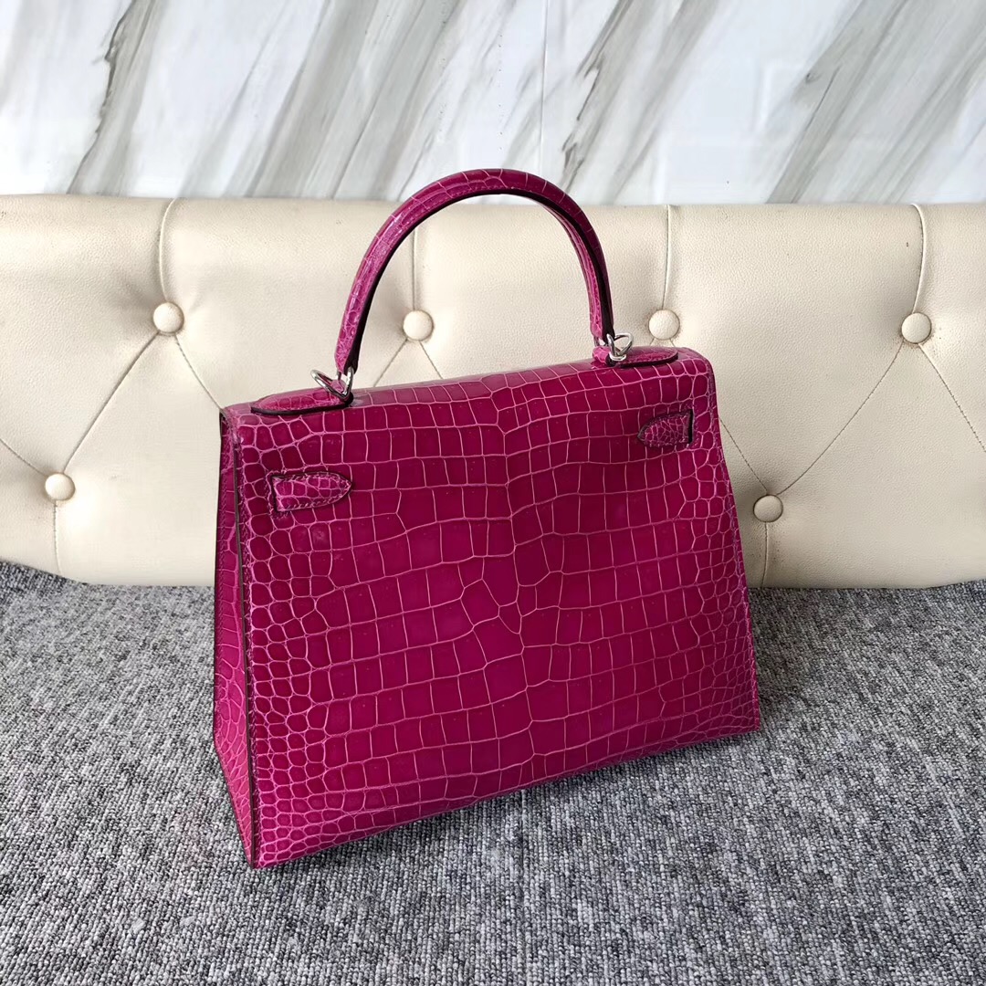 Hermes Kelly 28cm J5 Rose Sheheraradez 天方夜譚粉紫 倒V 澳洲灣鱷