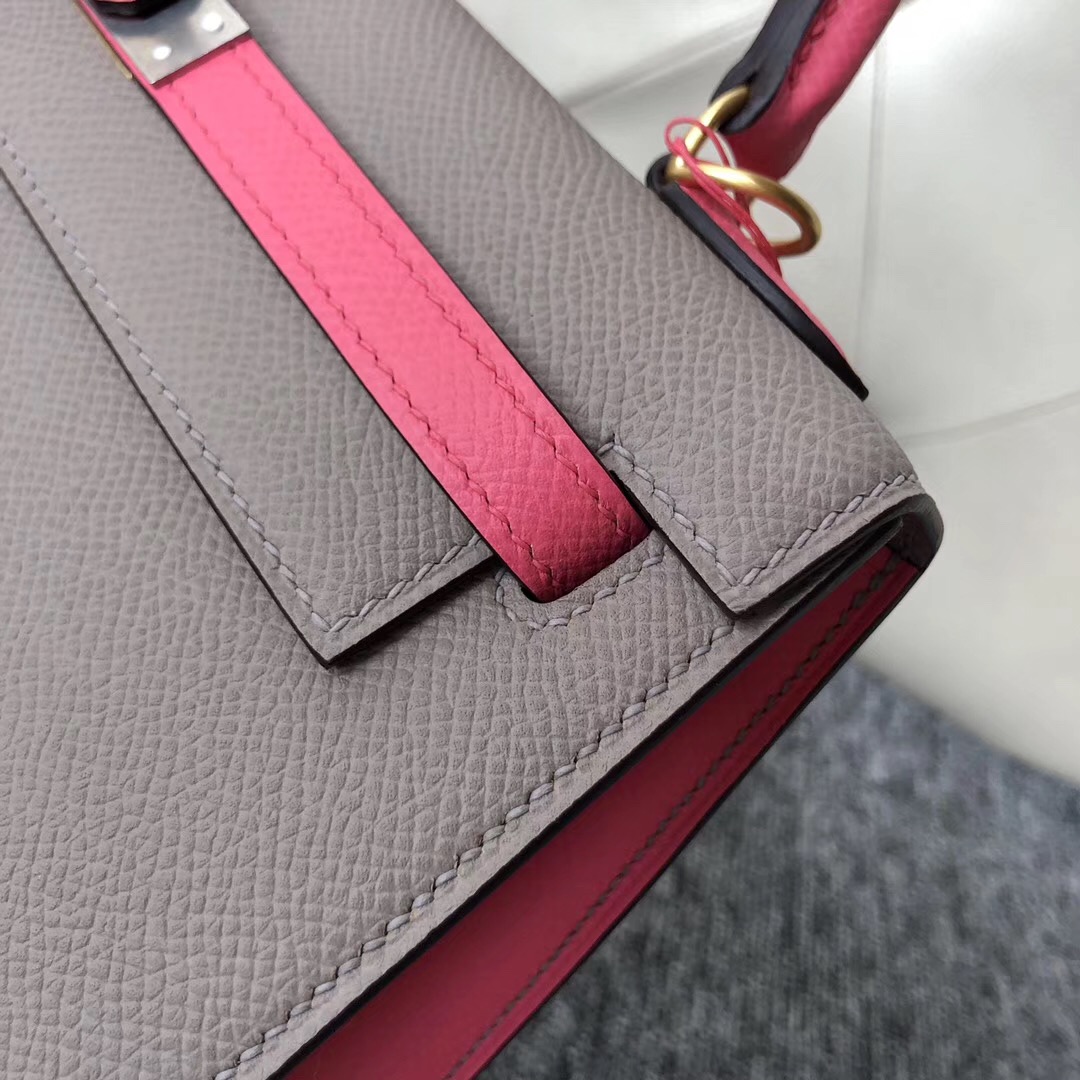 Taiwan Hermes HSS Kelly 28cm M8 Gris Asphalte 8W Rose azalee 拉絲金扣