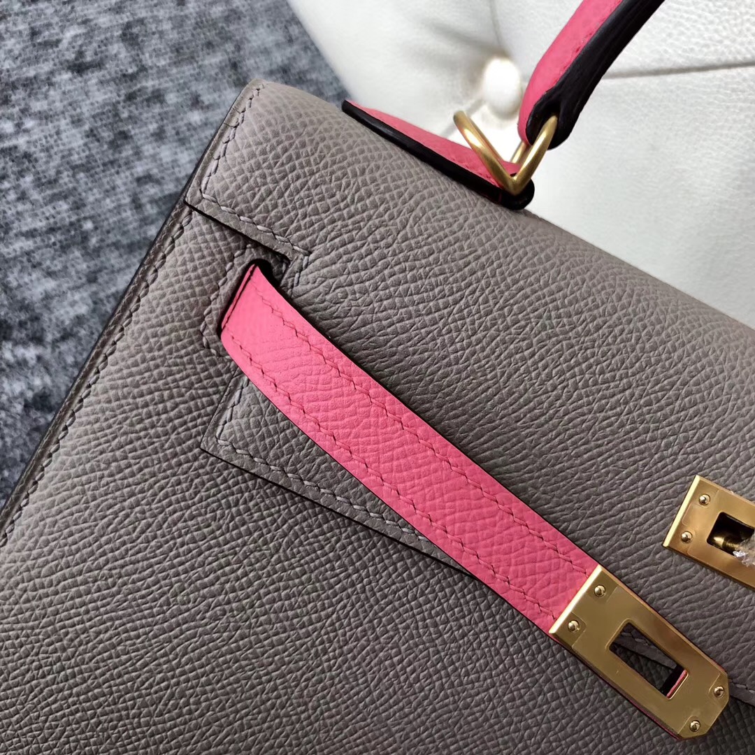 Taiwan Hermes HSS Kelly 28cm M8 Gris Asphalte 8W Rose azalee 拉絲金扣