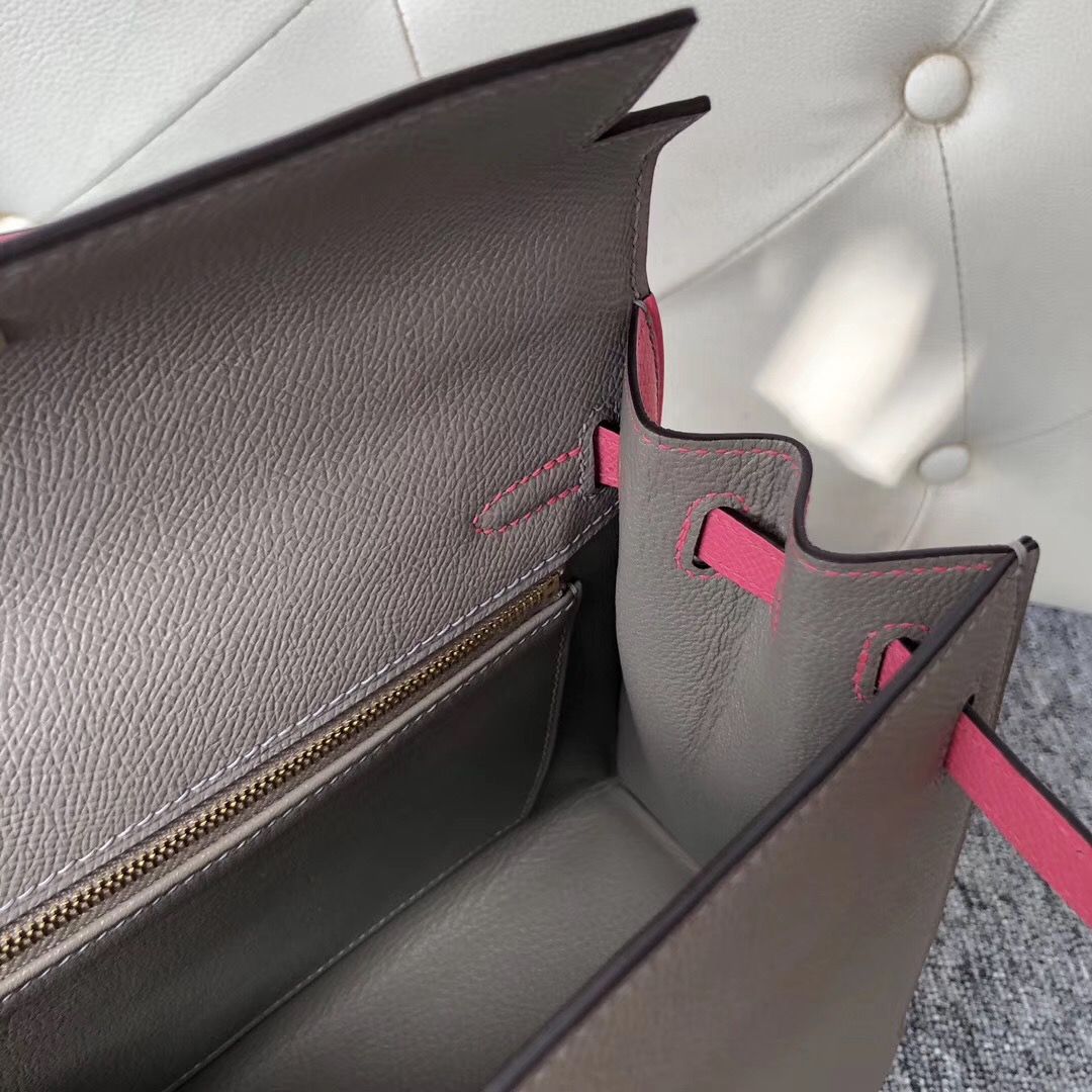 Taiwan Hermes HSS Kelly 28cm M8 Gris Asphalte 8W Rose azalee 拉絲金扣