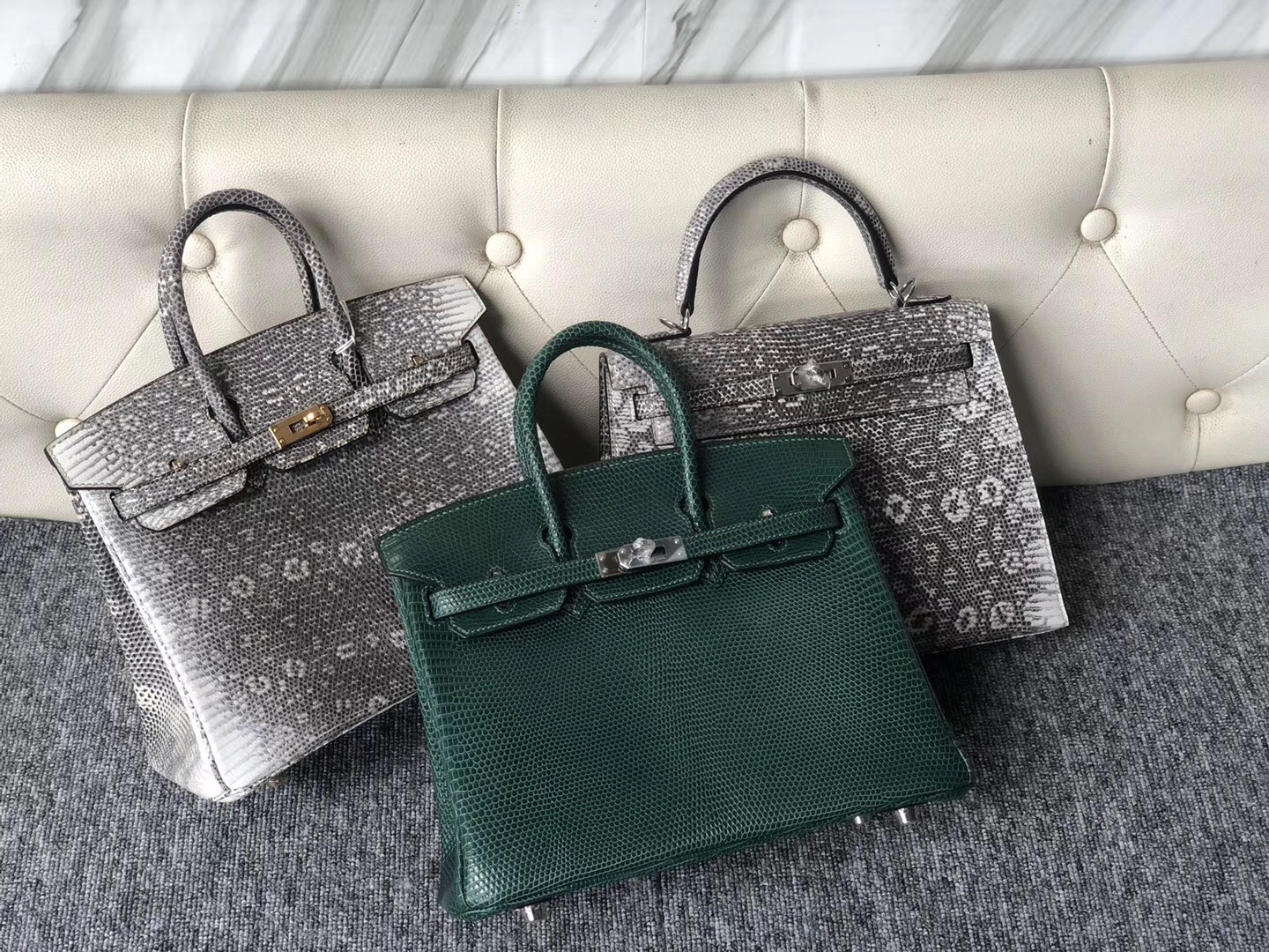 嘉義市 鉑金包定制 Taiwan Birkin 25cm Lizard CK67 Vert Fonce 祖母綠