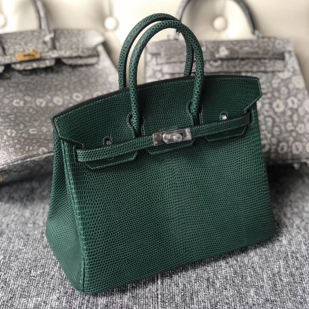 嘉義市 鉑金包定制 Taiwan Birkin 25cm Lizard CK67 Vert Fonce 祖母綠