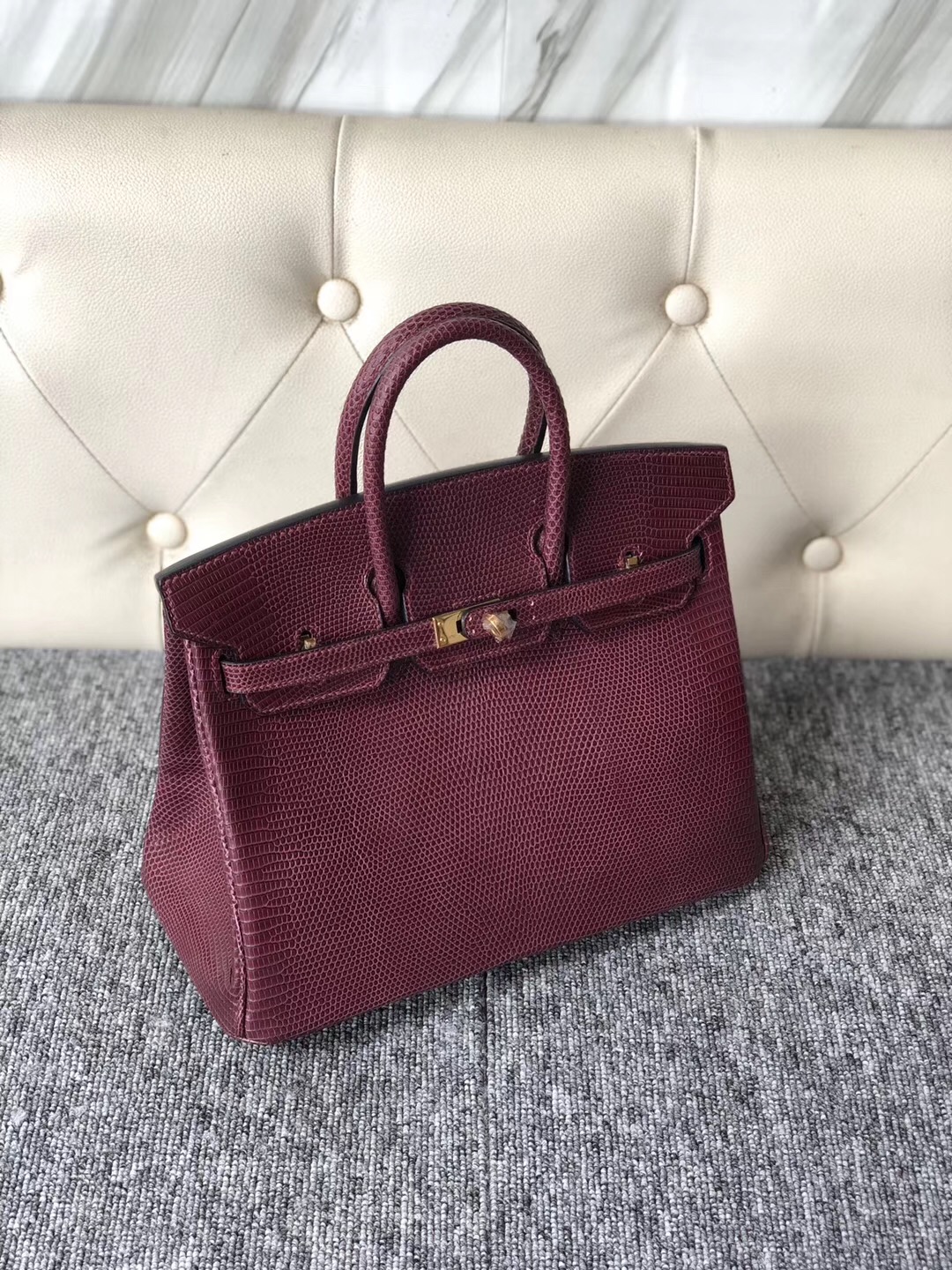 臺中市愛馬仕包包 Taiwan Hermes Birkin 25cm CK57 Bordeaux Lizard 波爾多酒紅