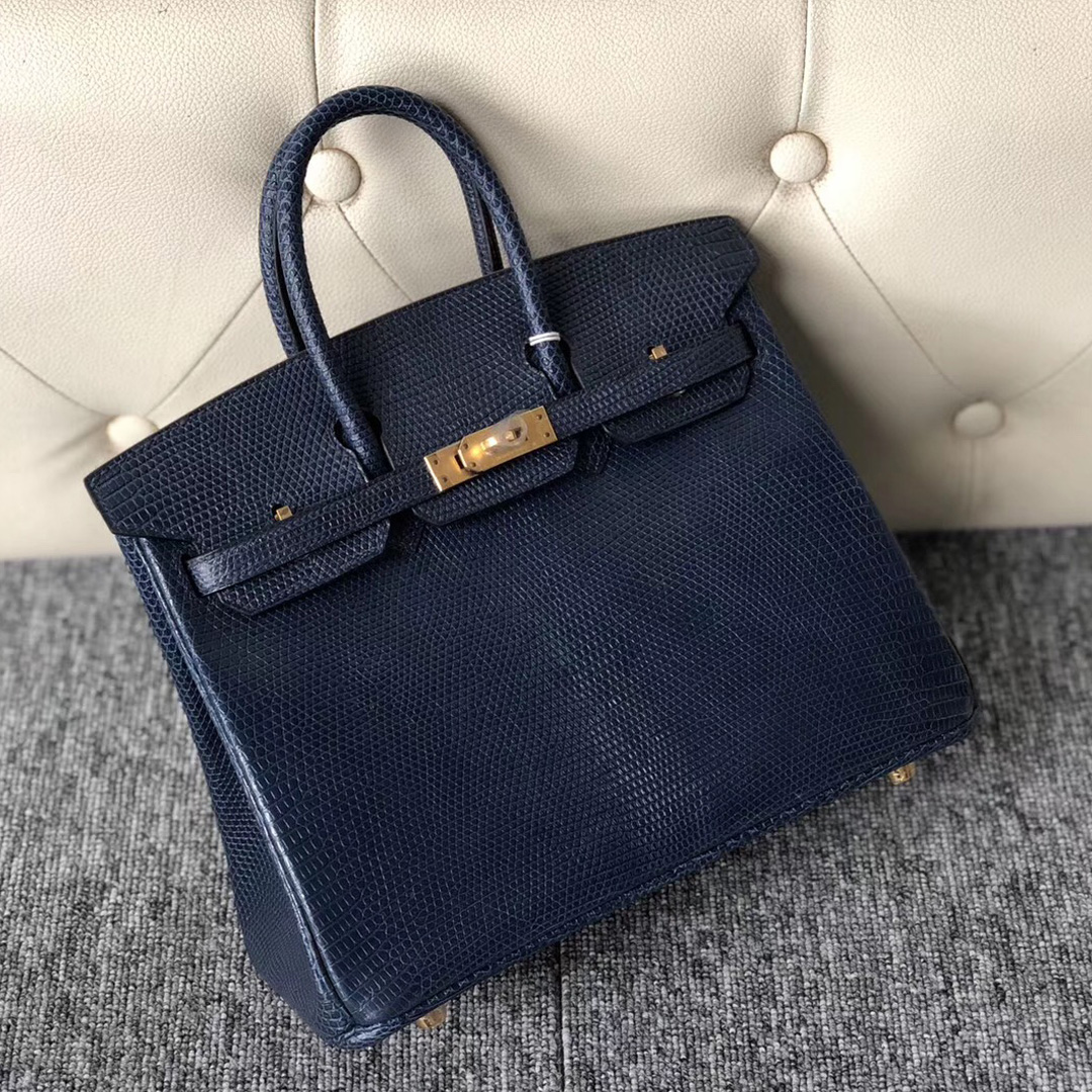 新北市愛馬仕包包 Taiwan Hermes Birkin 25cm CK73 Blue sapphire 寶石藍 Lizard