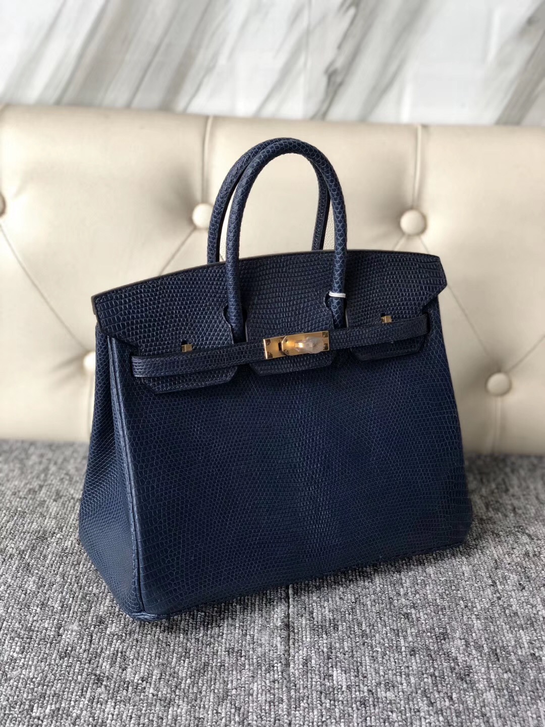 新北市愛馬仕包包 Taiwan Hermes Birkin 25cm CK73 Blue sapphire 寶石藍 Lizard