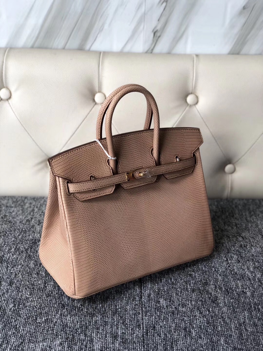 新北市愛馬仕包包 鉑金包定制 Taiwan Hermes Birkin 25cm Lizard CK14 beige 杏色