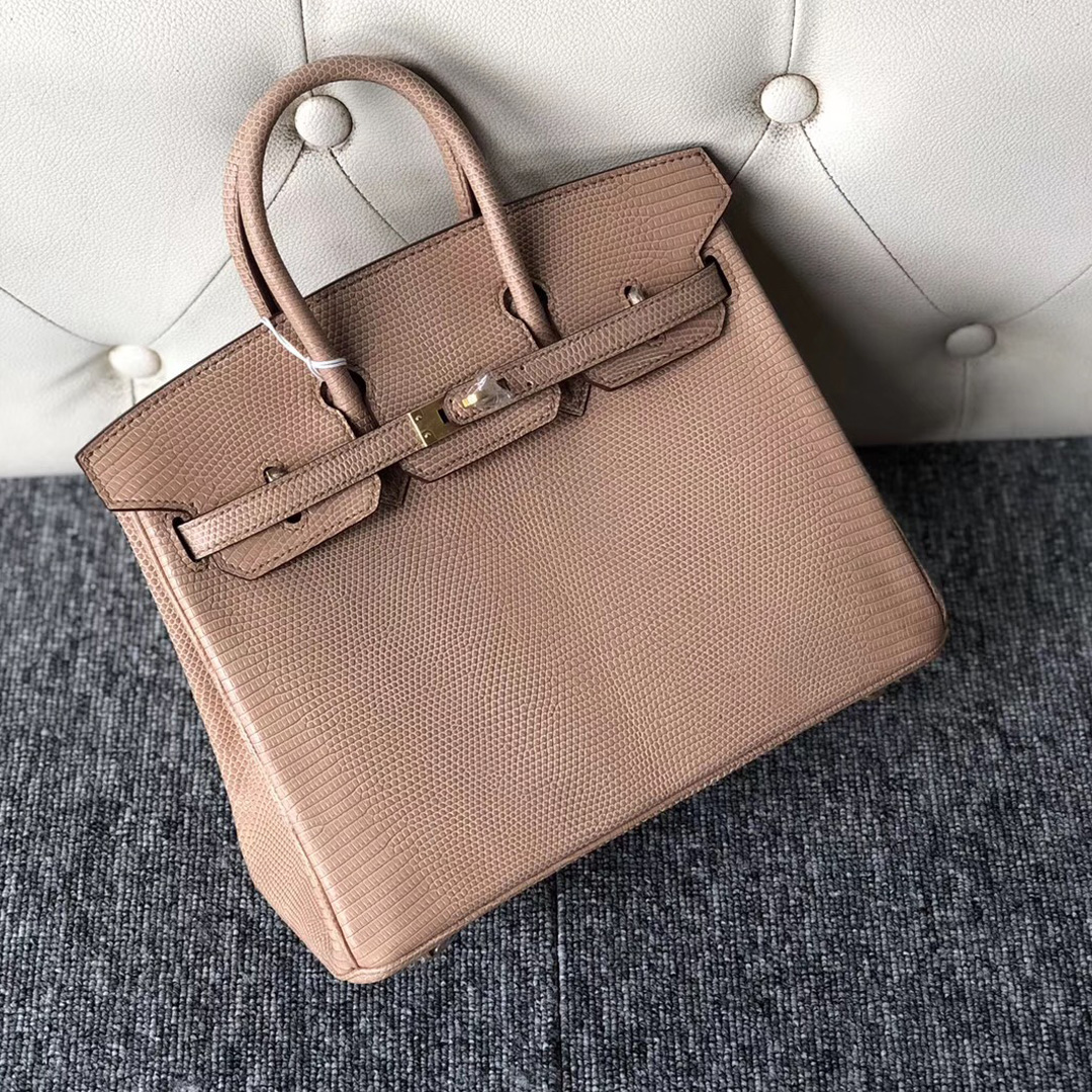 新北市愛馬仕包包 鉑金包定制 Taiwan Hermes Birkin 25cm Lizard CK14 beige 杏色