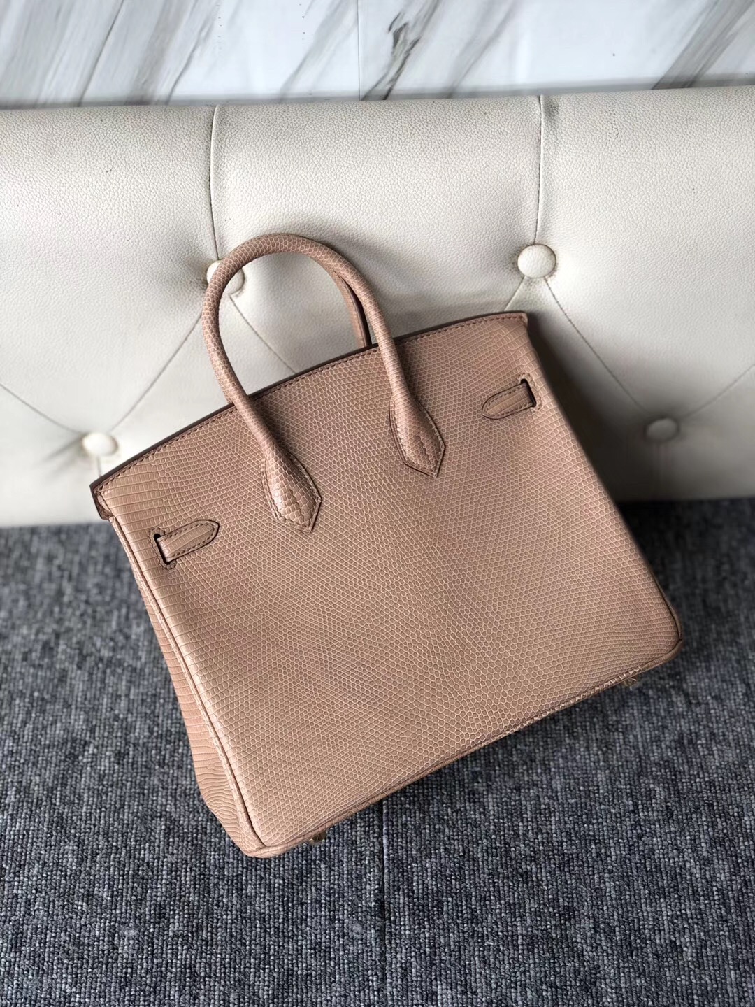 新北市愛馬仕包包 鉑金包定制 Taiwan Hermes Birkin 25cm Lizard CK14 beige 杏色