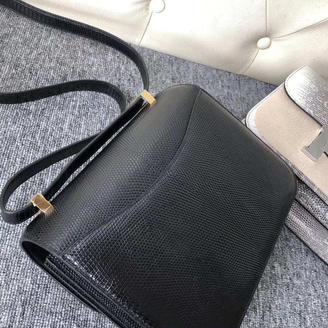 臺灣新北市 康斯坦斯包Taiwan Hermes Constance 24cm CK89 Noir Lizard