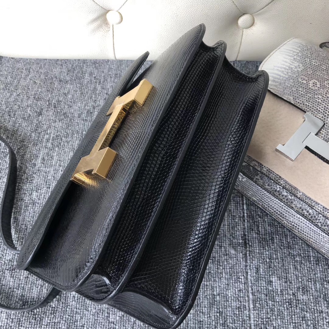 臺灣新北市 康斯坦斯包Taiwan Hermes Constance 24cm CK89 Noir Lizard