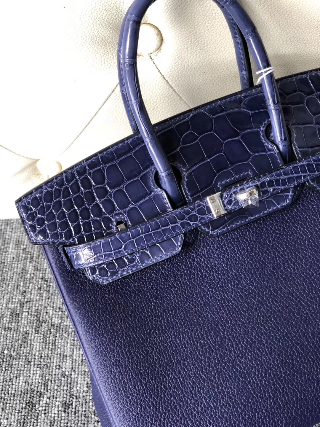 Hermes Birkin 25cm Touch Togo M3墨水藍 Blue Encre/ 亮面美洲鱷