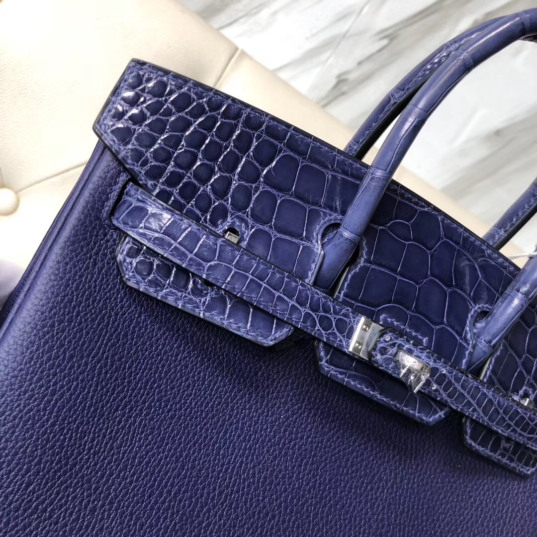 Hermes Birkin 25cm Touch Togo M3墨水藍 Blue Encre/ 亮面美洲鱷