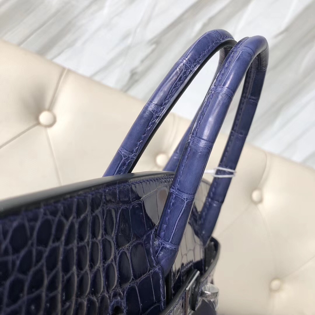 Hermes Birkin 25cm Touch Togo M3墨水藍 Blue Encre/ 亮面美洲鱷