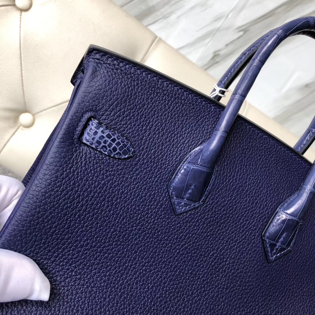 Hermes Birkin 25cm Touch Togo M3墨水藍 Blue Encre/ 亮面美洲鱷