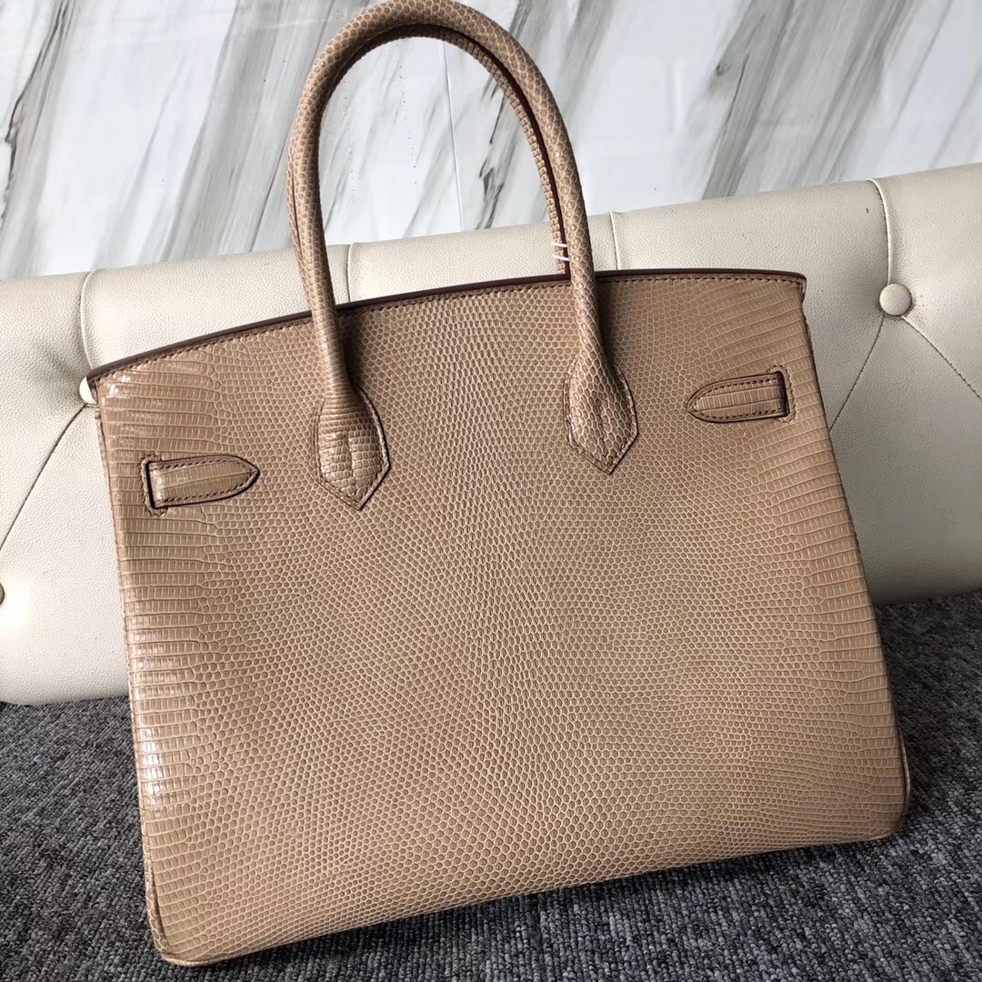 愛馬仕臺北鉑金包 Hermes Birkin 30cm Lizard 蜥蜴皮 CK14 杏色 beige 金扣