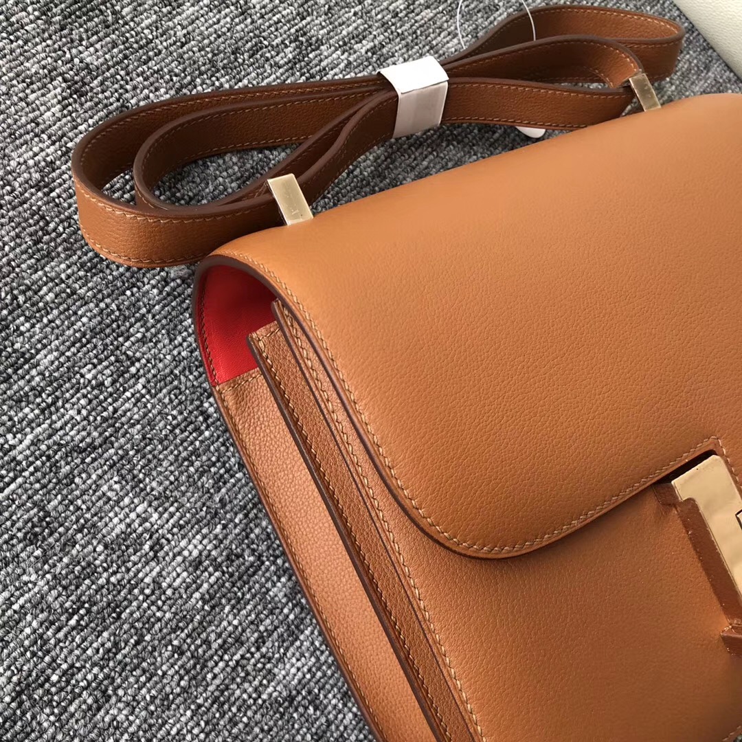 USA Hermes Constance 24cm CK37金棕色 Gold S5番茄紅Rouge Tomate Everycolor