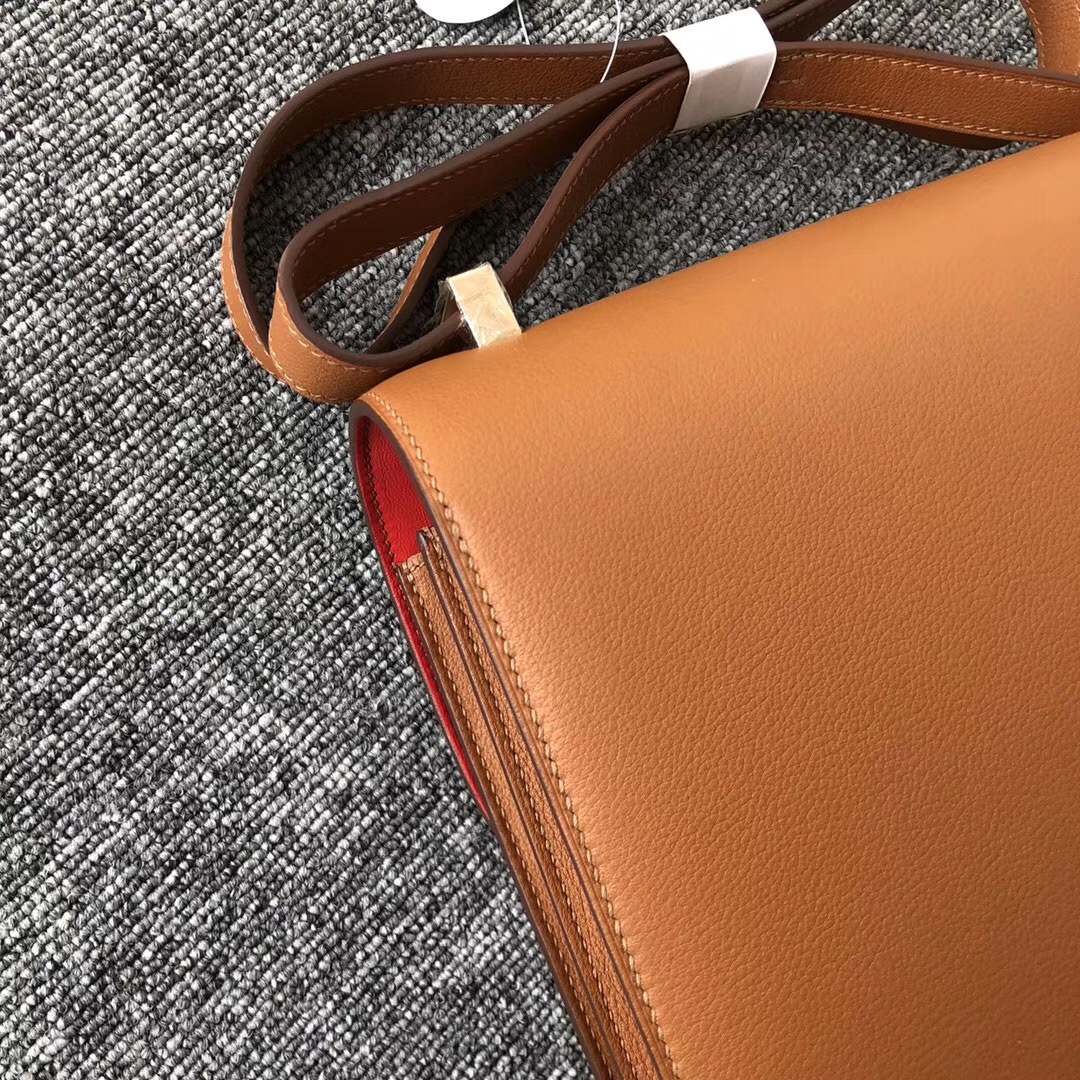 USA Hermes Constance 24cm CK37金棕色 Gold S5番茄紅Rouge Tomate Everycolor