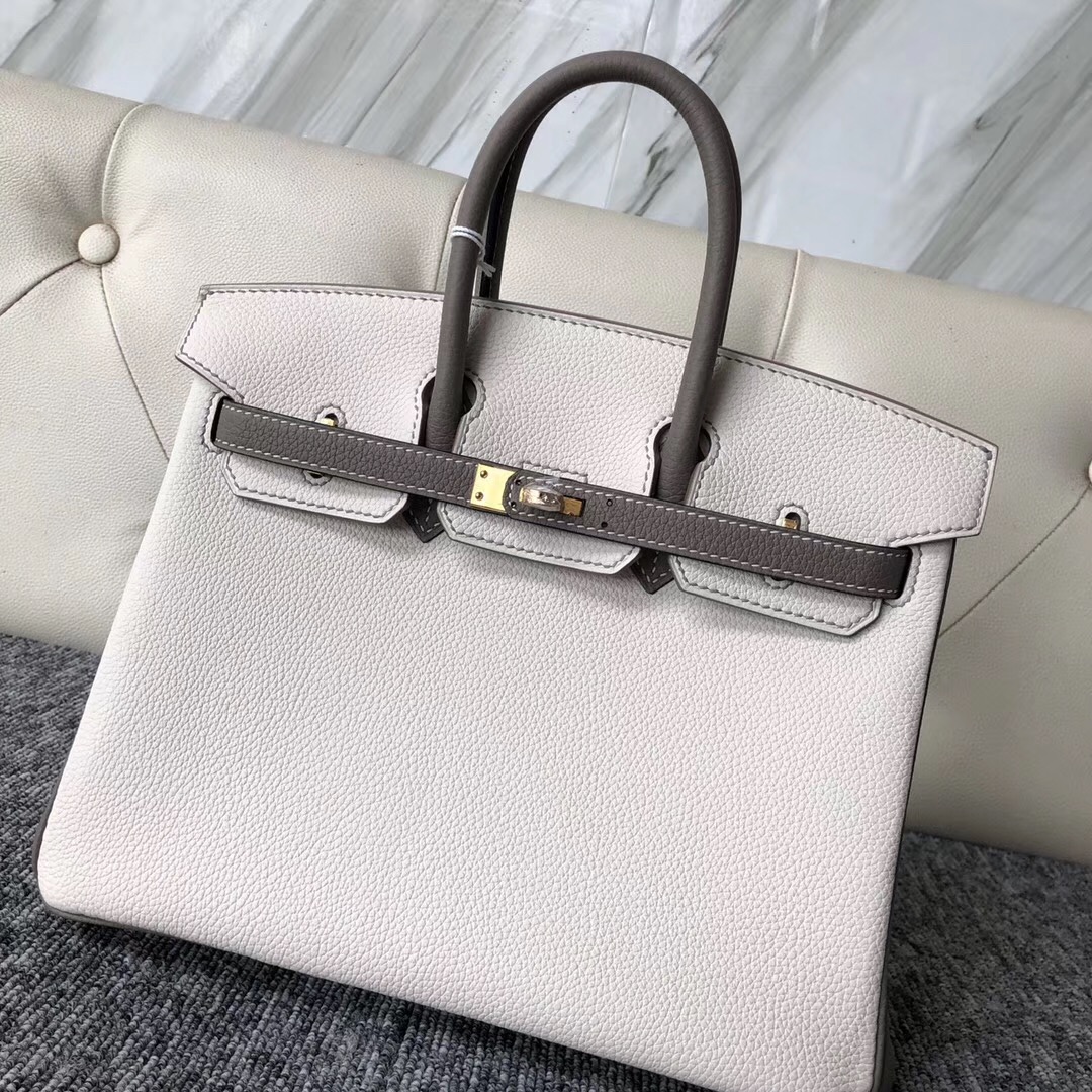 USA Hermes Birkin 25cm Hss CK10 Craie 奶昔白 M8 Gris Asphalte 瀝青灰