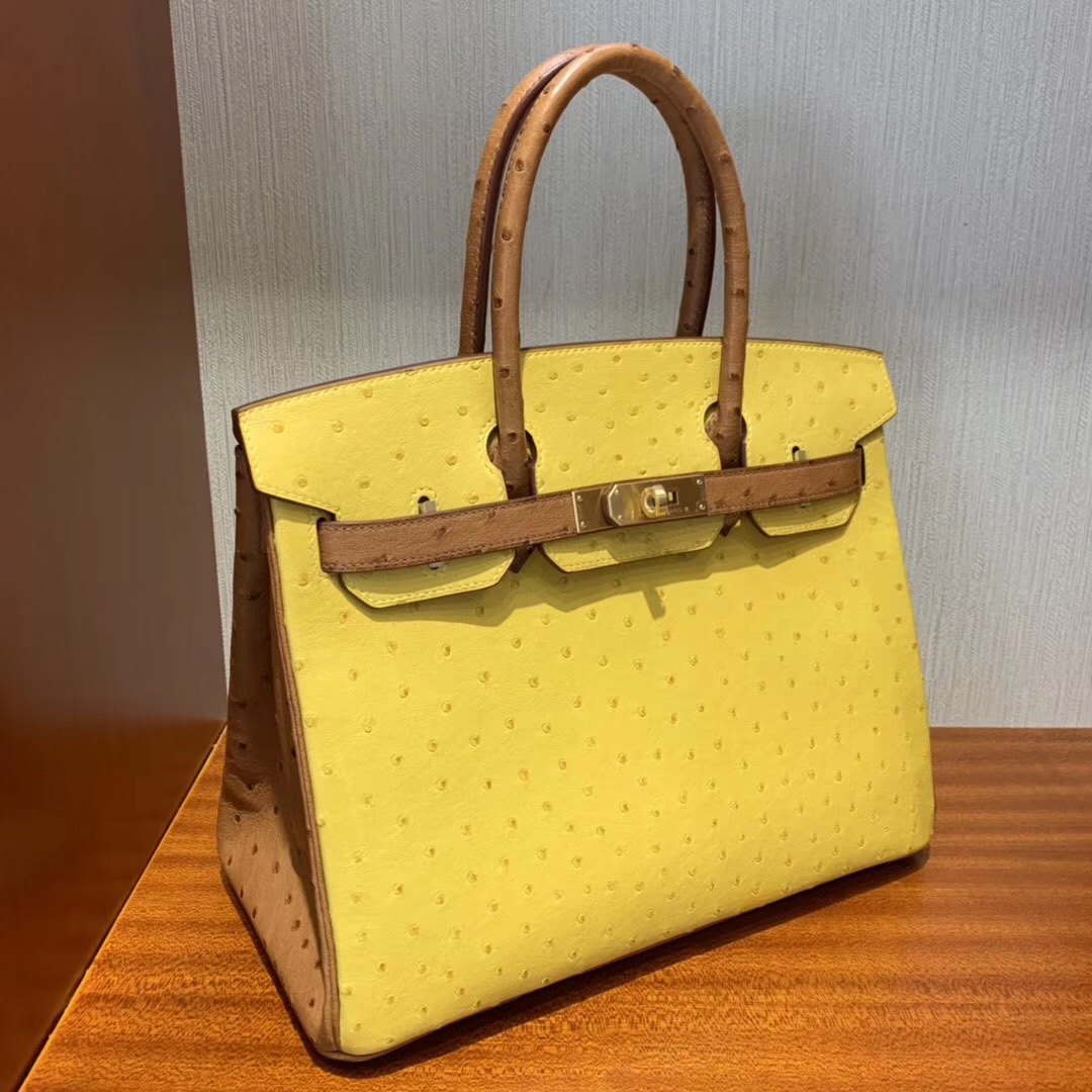 Hermes Birkin 30cm HSS Ostrich 9D 琥珀黃 Ambre /CK37 金棕色 gold