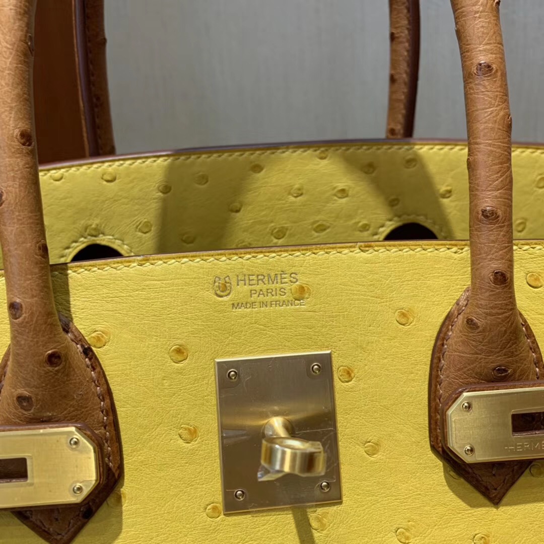 Hermes Birkin 30cm HSS Ostrich 9D 琥珀黃 Ambre /CK37 金棕色 gold