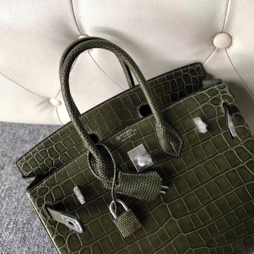 Taiwan Hermes Birkin 25cm CK61 Vert Olive 橄欖綠 馬蹄印 拉絲銀扣