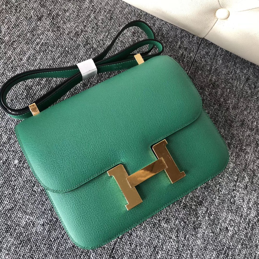 USA California Hermes Constance 24cm U4絲絨綠 Vert Verigo