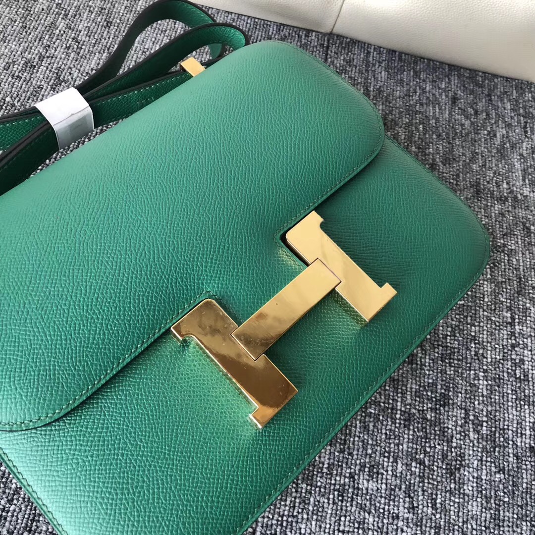 USA California Hermes Constance 24cm U4絲絨綠 Vert Verigo