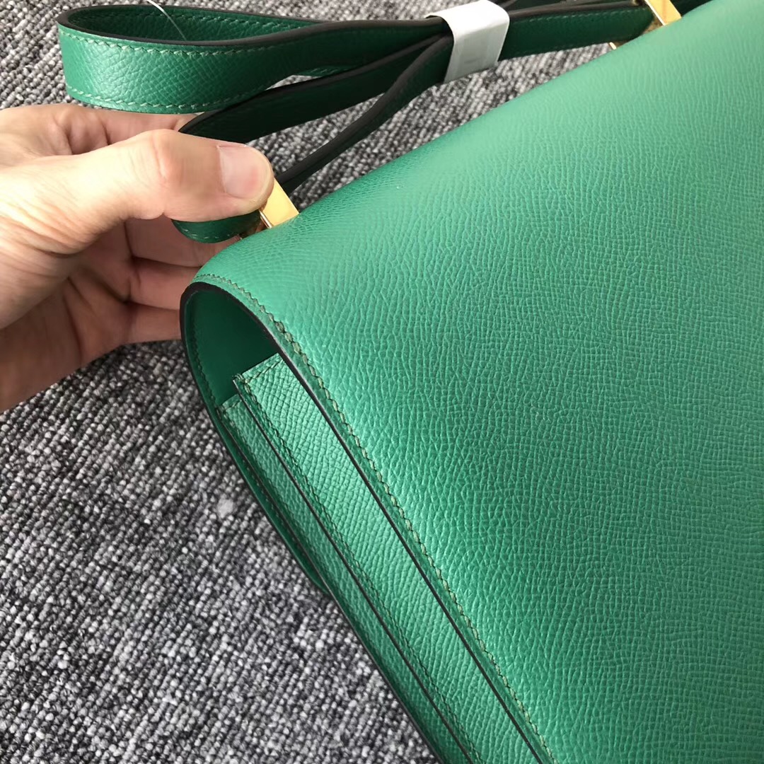 USA California Hermes Constance 24cm U4絲絨綠 Vert Verigo