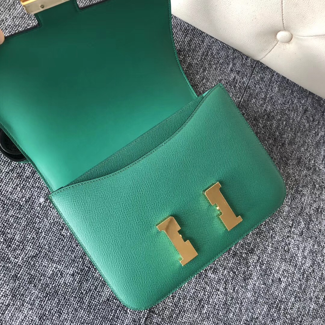 USA California Hermes Constance 24cm U4絲絨綠 Vert Verigo