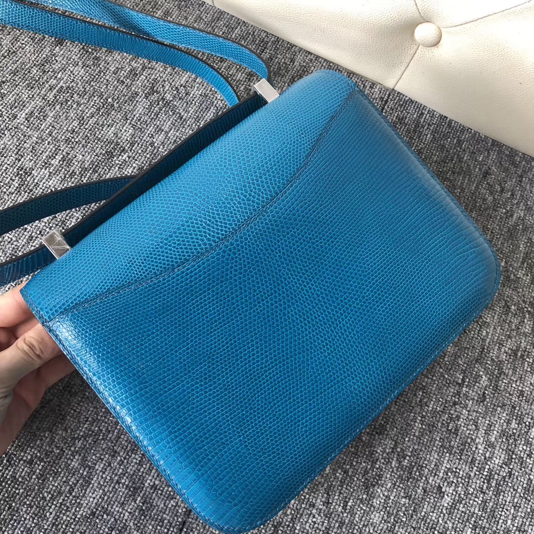 USA Hermes Constance 24cm Lizard 7W Blue izmir 伊茲密爾藍