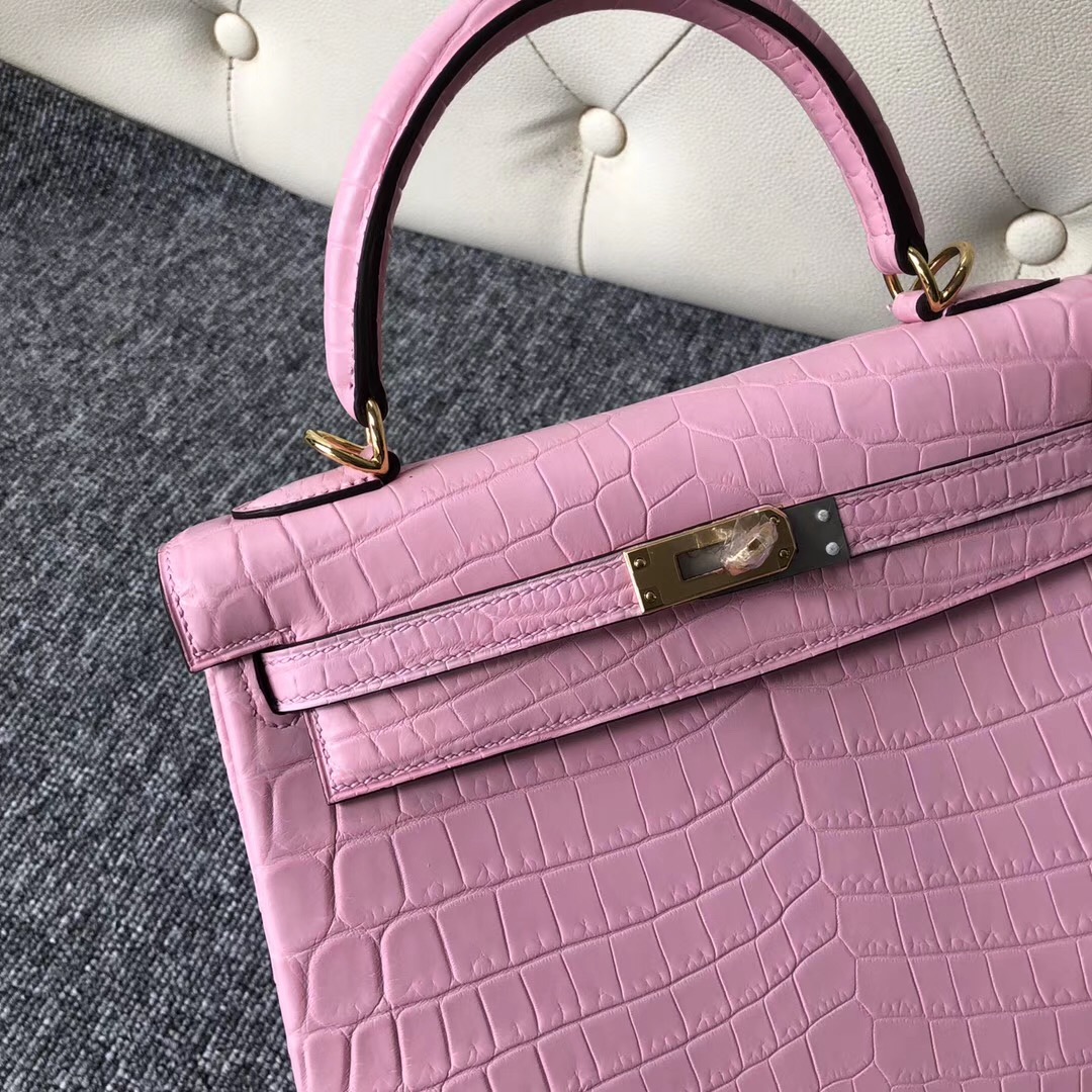 Hong Kong Hermes Kelly 25cm 5P Pink 櫻花粉 Matte nilo crocodile 尼羅鱷