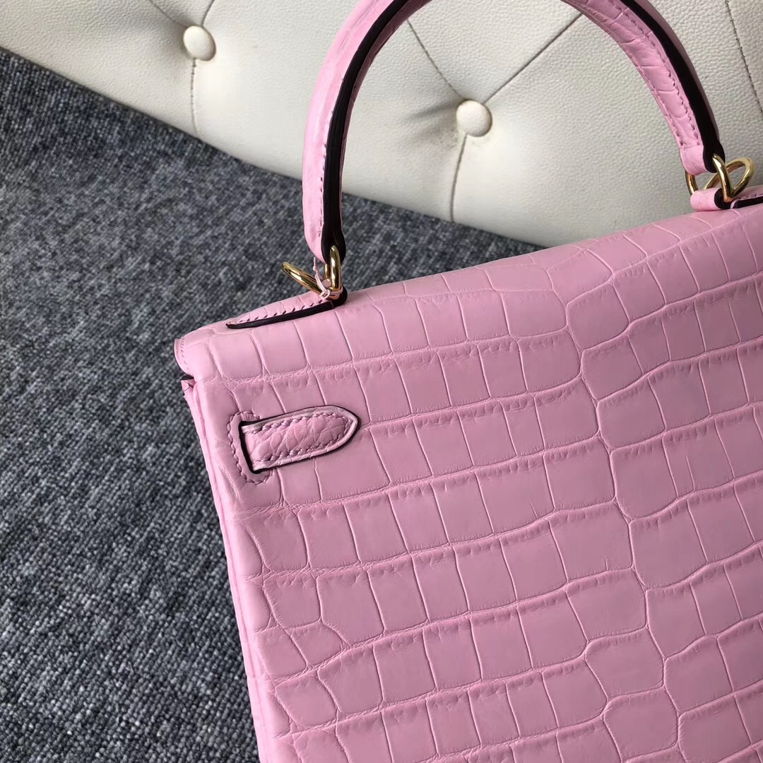 Hong Kong Hermes Kelly 25cm 5P Pink 櫻花粉 Matte nilo crocodile 尼羅鱷