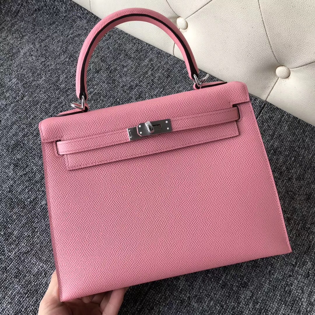 香港九龍城區愛馬仕 Hong Kong Hermes Kelly 25cm 1Q奶昔粉 Rose Confetti