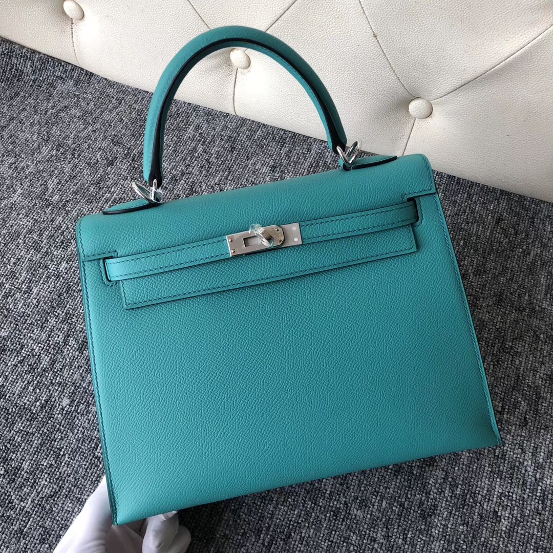 香港黃大仙區愛馬仕 Hong Kong Hermes Kelly 25cm 7F孔雀藍 Blue Paon