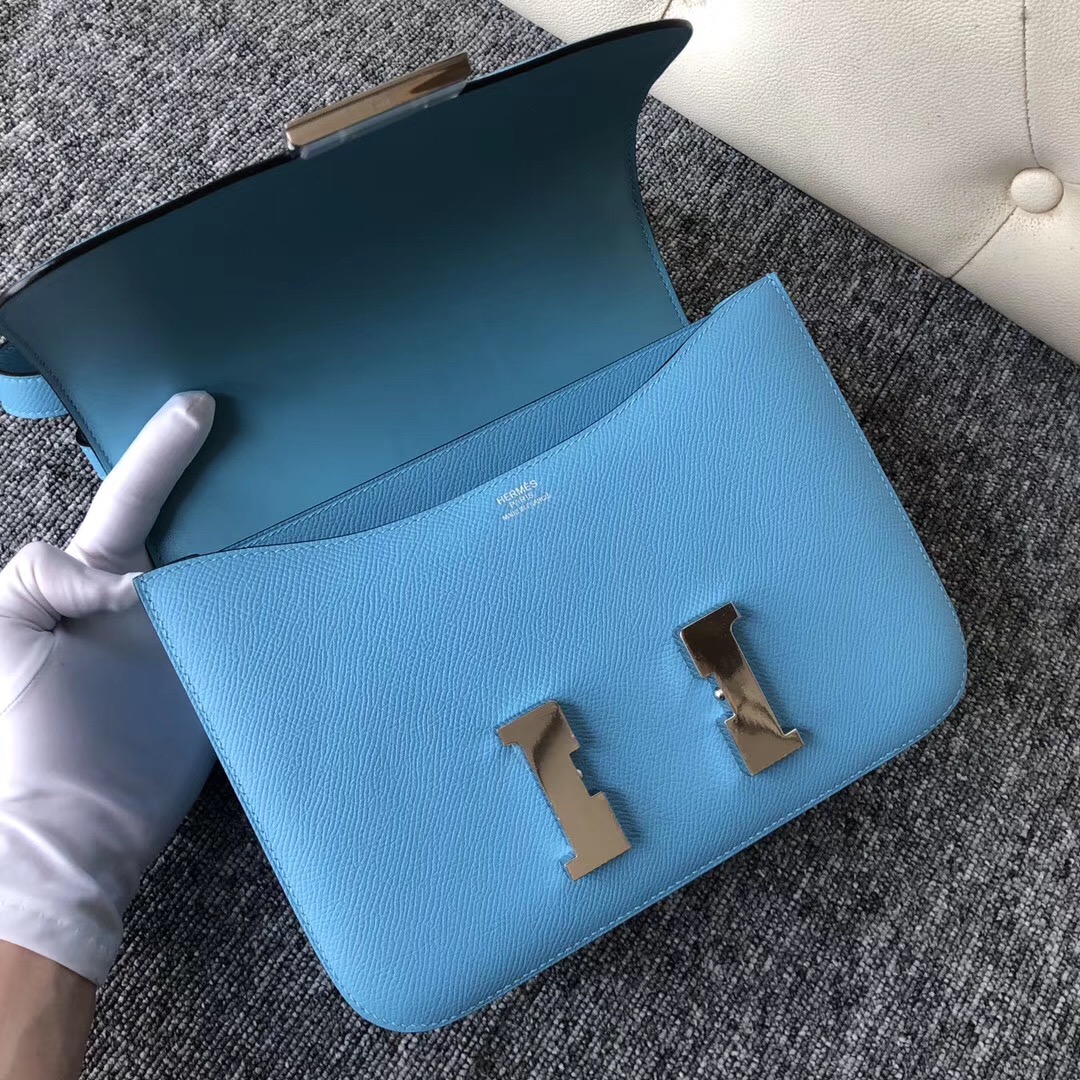 Singapore Hermes Constance 24cm P3北方藍 Blue de nord Epsom