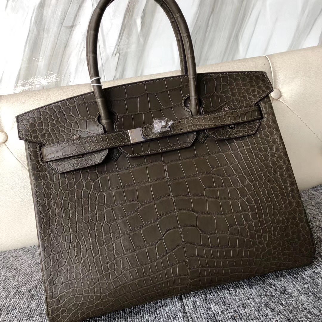 香港深水埗區愛馬仕鉑金包定制 Hermes Birkin 30cm M1新大象灰 Oregano 美洲鱷